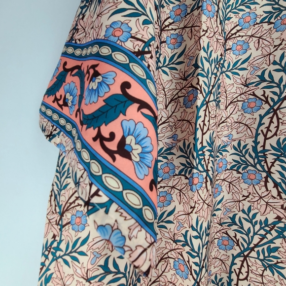 Urban Lux pink floral maxi 3/4 sleeve open boho relaxed fit NWT kimono, O/S - Picture 4 of 7